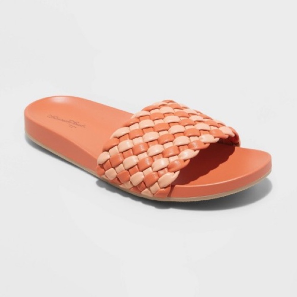 • nwt women’s universal thread polly woven slides •